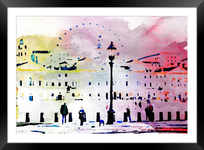 A London scene with people I used different apps to create a mystical art feel from my own photo Framed Mounted Print by henry harrison