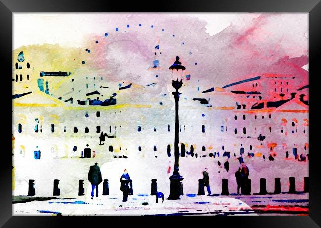 A London scene with people I used different apps to create a mystical art feel from my own photo Framed Print by henry harrison