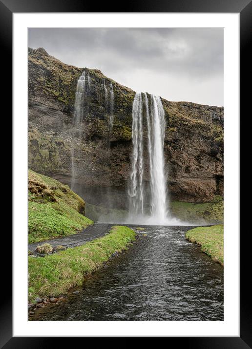  Seljalandsfoss waterfall Iceland Framed Mounted Print by kathy white
