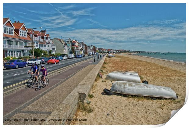 Eastern Esplanade looking east at Thorpe Bay, Southend on Sea, Essex. Print by Peter Bolton