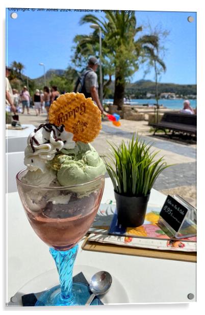 Lovely Ice cream sundae in Puerto Pollensa. Acrylic by Jim Jones