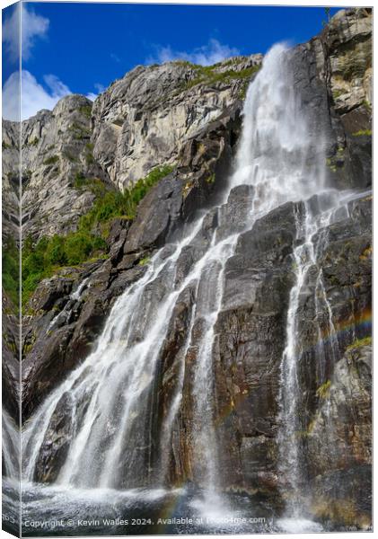 Lysefyord waterfall Canvas Print by Kevin Wailes