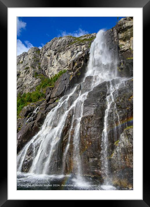 Lysefyord waterfall Framed Mounted Print by Kevin Wailes