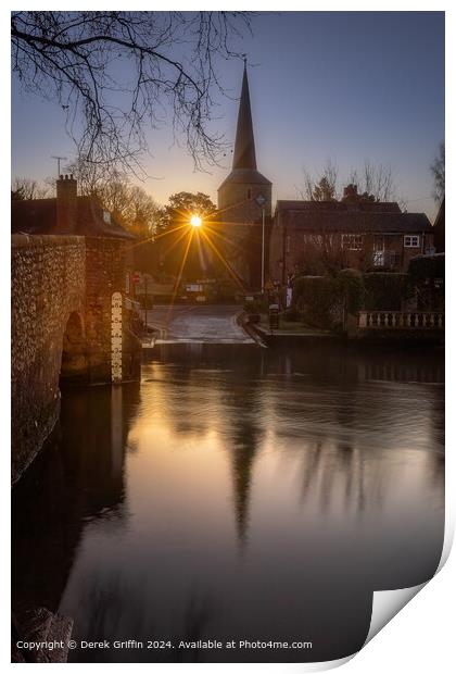 Th sunrises behind the church in Eynsford, Kent Print by Derek Griffin
