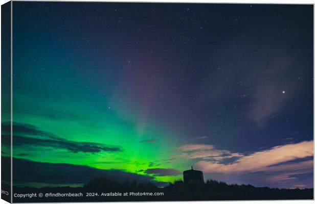 northern lights from findhorn beach in moray scotland towering over the watershed sauna Canvas Print by @findhornbeach 