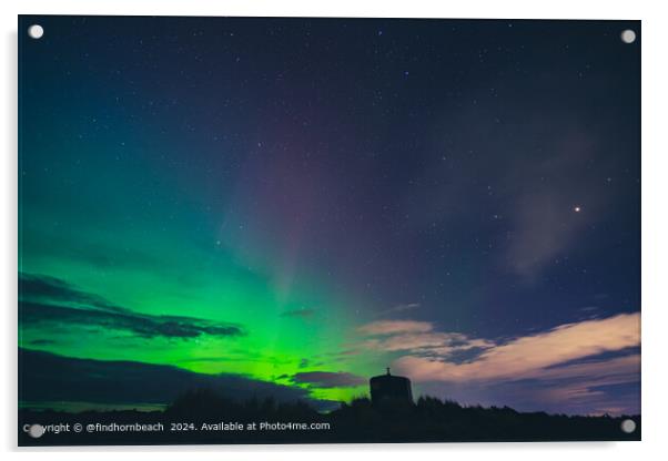 northern lights from findhorn beach in moray scotland towering over the watershed sauna Acrylic by @findhornbeach 