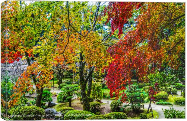 Colorful Fall Autumn Leaves Garden Heian Shinto Shrine Kyoto Japan Canvas Print by William Perry