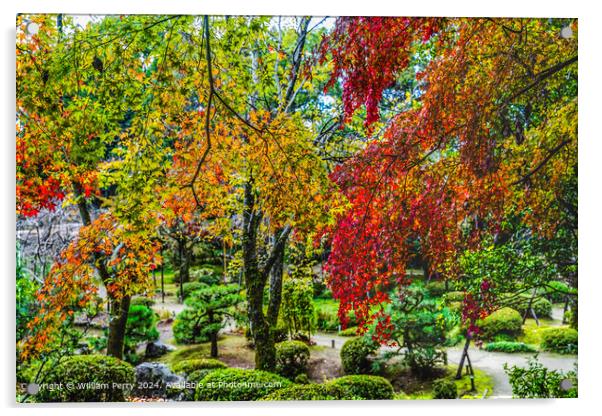 Colorful Fall Autumn Leaves Garden Heian Shinto Shrine Kyoto Japan Acrylic by William Perry