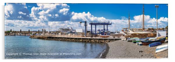 Panorama view of the port of Playa Blanca on Lanzarote Acrylic by Thomas Klee