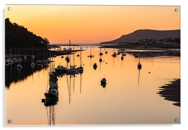 Sunset over the Conwy Estuary Acrylic by Gail Johnson