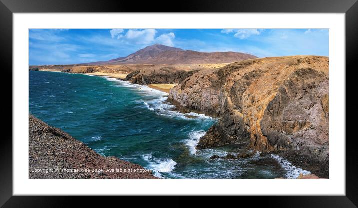 Panorama image of the coast with the Papagayo beaches on Lanzarote Framed Mounted Print by Thomas Klee