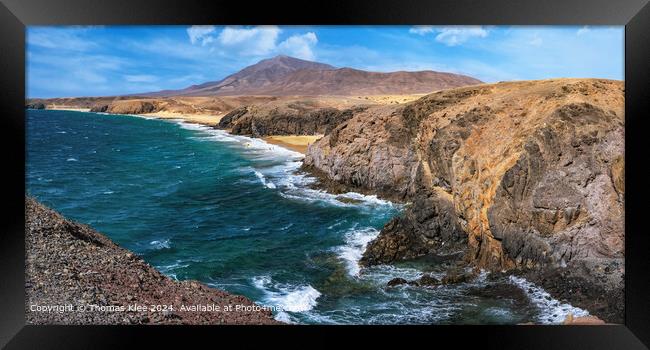Panorama image of the coast with the Papagayo beaches on Lanzarote Framed Print by Thomas Klee
