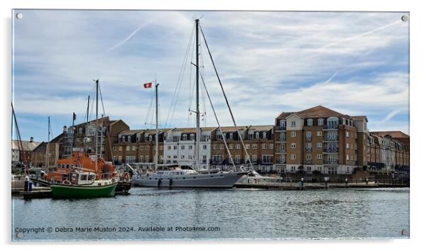 view of Sovereign Harbour with yacht's and boats o Acrylic by Debra Marie Muston