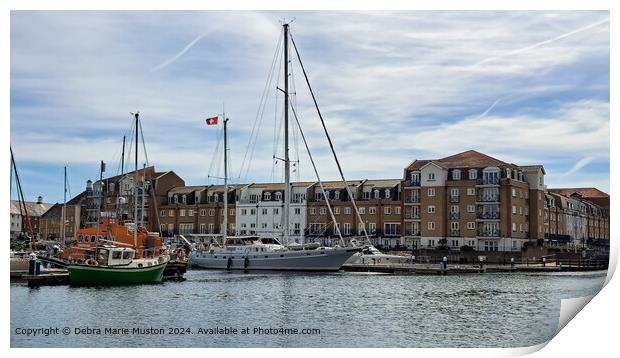 view of Sovereign Harbour with yacht's and boats o Print by Debra Marie Muston