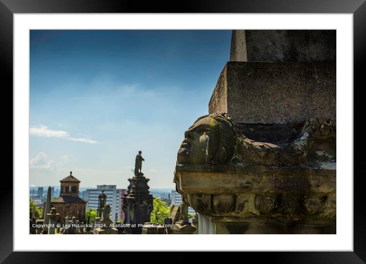 A view in the Necropolis Graveyard in Glasgow whic Framed Mounted Print by Les McLuckie