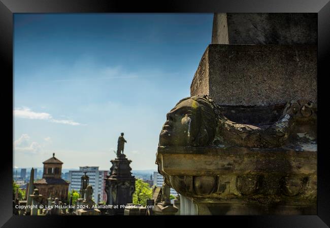 A view in the Necropolis Graveyard in Glasgow whic Framed Print by Les McLuckie