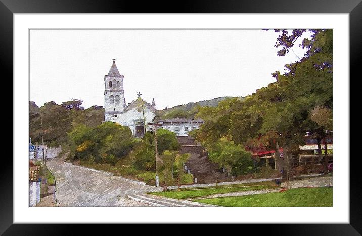 Colonial church set amongst trees Framed Mounted Print by Steve Painter