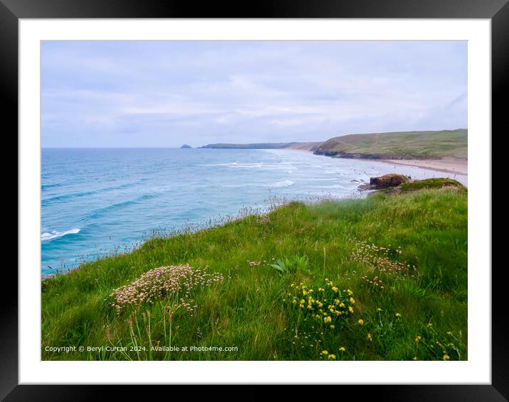 Perranporth. Beautiful North Cornish Coastline  Framed Mounted Print by Beryl Curran
