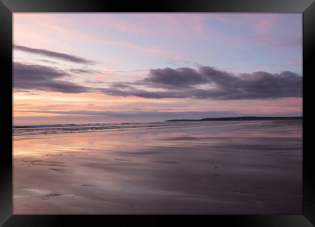 Sunset along the North Devon coastline Framed Print by Tony Twyman