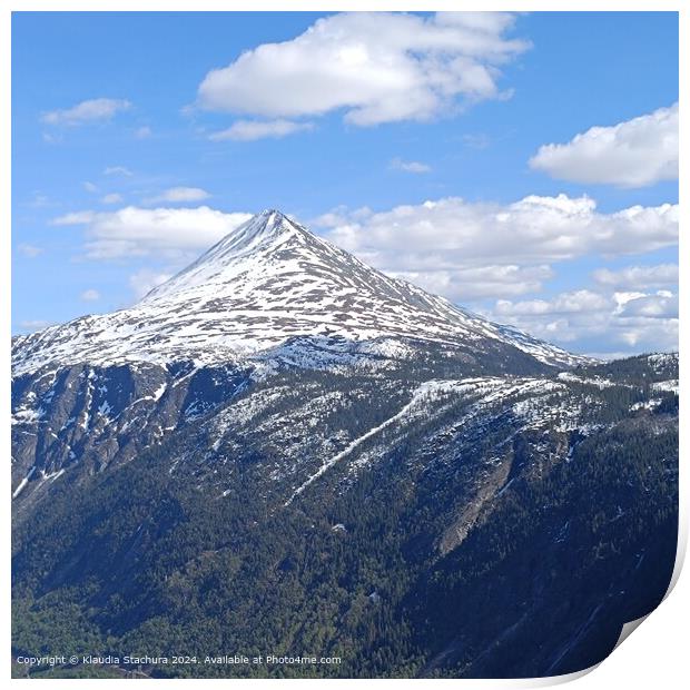 View of the peak Gaustatoppen Print by Klaudia Stachura