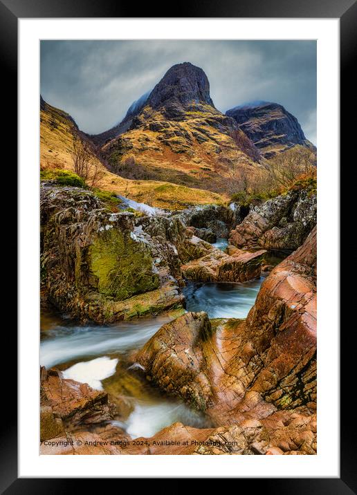 Two of The Three Sisters of Glencoe, Scotland Framed Mounted Print by Andrew Briggs