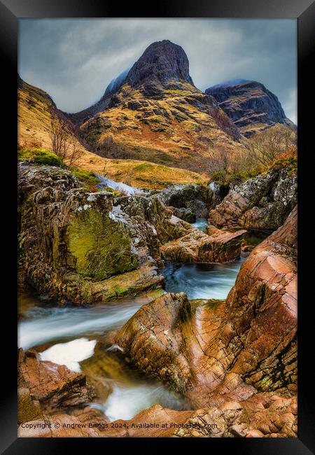 Two of The Three Sisters of Glencoe, Scotland Framed Print by Andrew Briggs