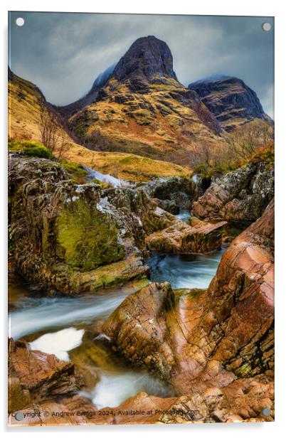 Two of The Three Sisters of Glencoe, Scotland Acrylic by Andrew Briggs