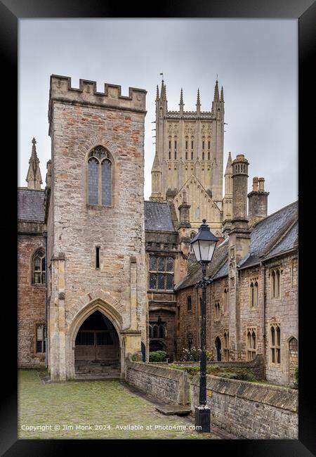 Vicars Close and Wells Cathedral Framed Print by Jim Monk