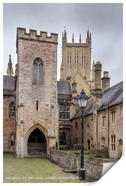 Vicars Close and Wells Cathedral Print by Jim Monk
