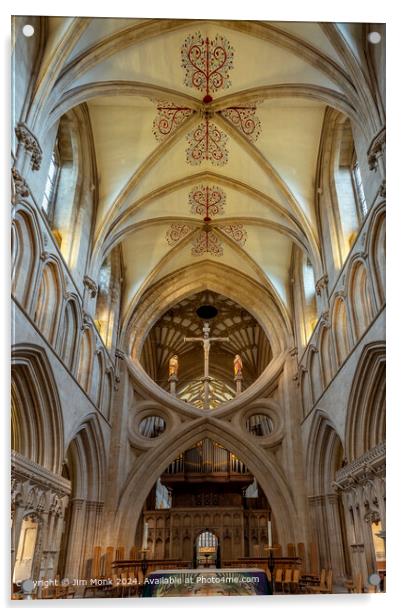 Wells Cathedral Interior Acrylic by Jim Monk