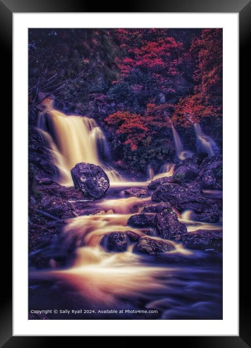 A beautiful waterfall next to lnversnaide Hotel, S Framed Mounted Print by Sally Ryall