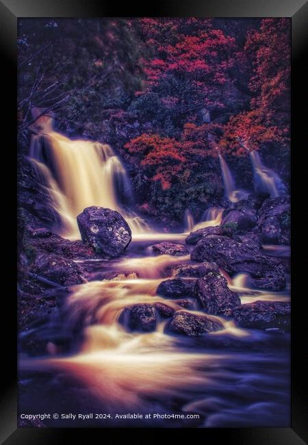 A beautiful waterfall next to lnversnaide Hotel, S Framed Print by Sally Ryall