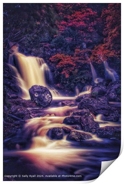 A beautiful waterfall next to lnversnaide Hotel, S Print by Sally Ryall