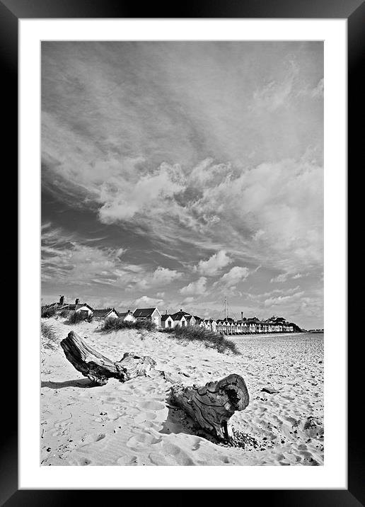 Line of Beach Huts on Southwold Beach Framed Mounted Print by Paul Macro