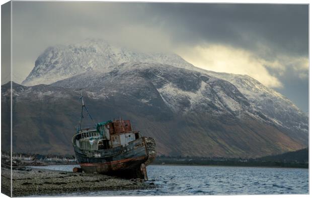 Ben Nevis and the Corpach shipwreck, Scotland Canvas Print by Andrew Briggs