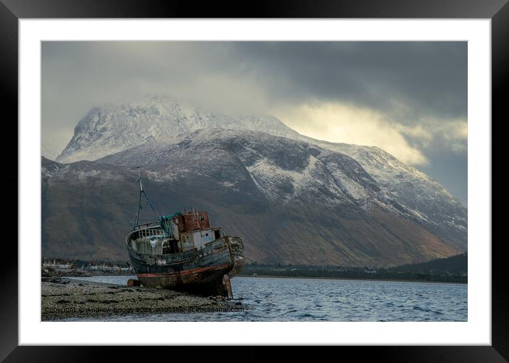 Ben Nevis and the Corpach shipwreck, Scotland Framed Mounted Print by Andrew Briggs