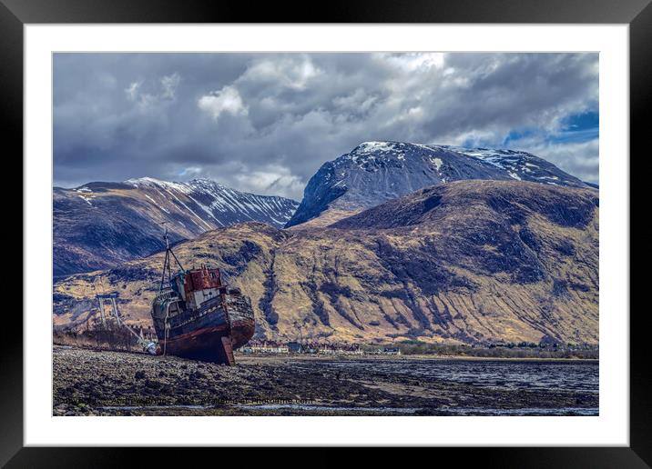 Ben Nevis and the Corpach wreck, Scotland. Framed Mounted Print by Andrew Briggs