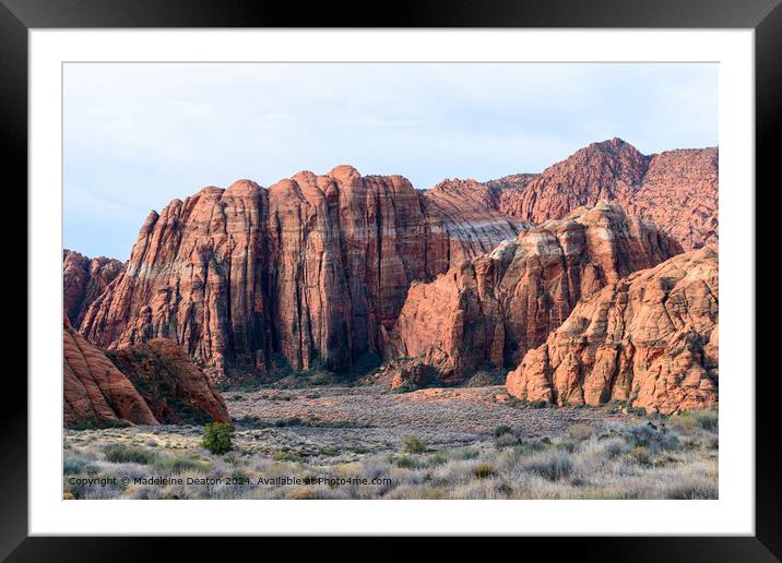 The Epic Red Rock Formations and Cliffs at Snow Canyon State Park Framed Mounted Print by Madeleine Deaton