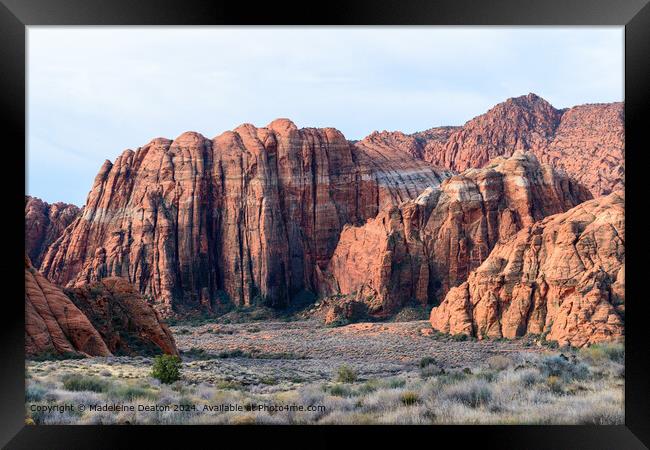 The Epic Red Rock Formations and Cliffs at Snow Canyon State Park Framed Print by Madeleine Deaton