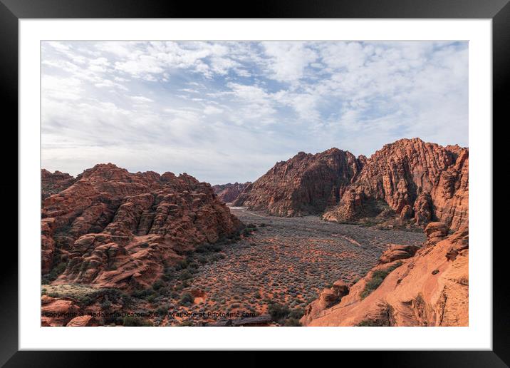 Aerial View of the Main Canyon and Stunning Rock Formations of Snow Canyon, Utah Framed Mounted Print by Madeleine Deaton