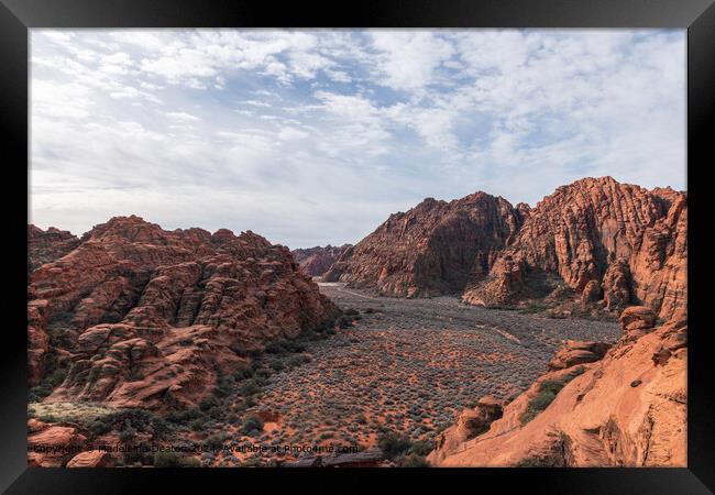Aerial View of the Main Canyon and Stunning Rock Formations of Snow Canyon, Utah Framed Print by Madeleine Deaton