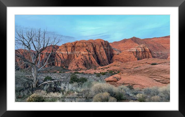 Snow Canyon State Park Stunning Red Rock Cliffs at Sunrise Framed Mounted Print by Madeleine Deaton