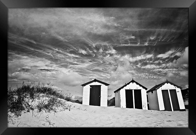 Wispy Clouds over Southwold Beach Huts 2 Framed Print by Paul Macro