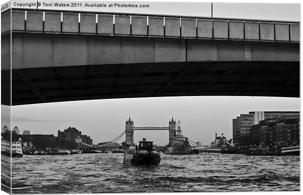 London Bridges Black & White Canvas Print by Terri Waters