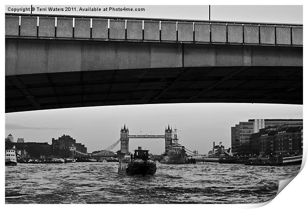 London Bridges Black & White Print by Terri Waters