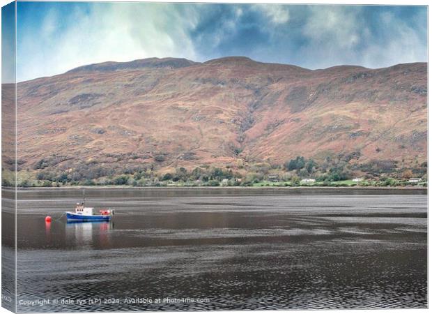 SRICKING MOODY SKY THESE MANY COLORS ON THESE HILLS LOCH LINNHE FORT WILLIAM Canvas Print by dale rys (LP)