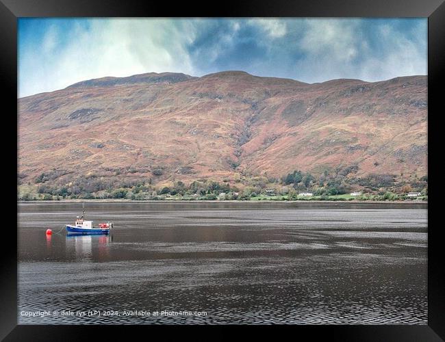 SRICKING MOODY SKY THESE MANY COLORS ON THESE HILLS LOCH LINNHE FORT WILLIAM Framed Print by dale rys (LP)