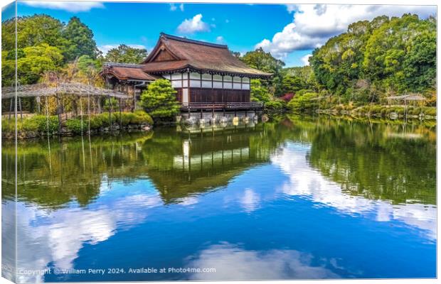 Water Reflection Garden Guesthouse Heian Shrine Kyoto Japan Canvas Print by William Perry