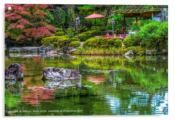 Colorful Teahouse Garden Water Reflection Heian Shrine Kyoto Acrylic by William Perry