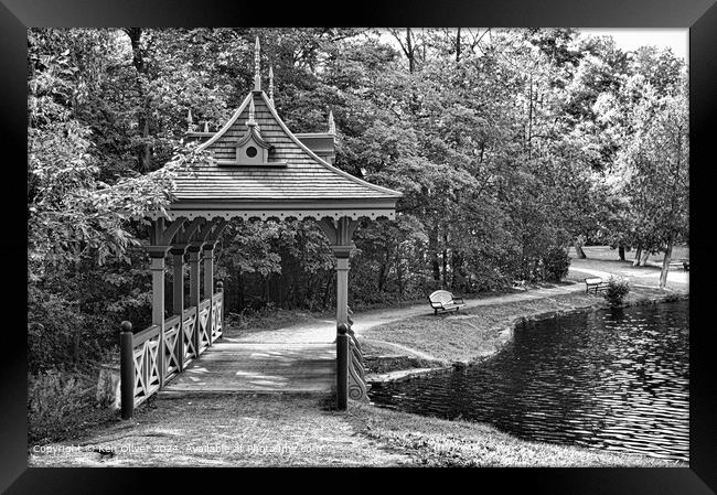 Pagoda bridge at Jackson park pond restored to the original design Framed Print by Ken Oliver